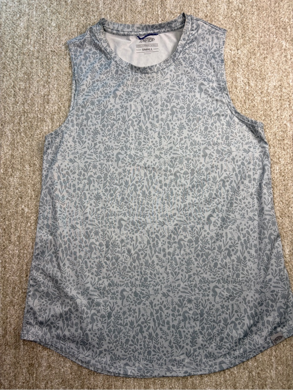 AFTCO Women's Light Gray Floral Seahorse Tank